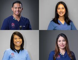 Winter 2026 Daisy Award recipients (clockwise from top left): Piercy Wayne Adlaon, Ashley Domingo, Carrie Agag and Ana Gutierrez.